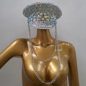 Handmade Captain Hat, White, Festival, Burning Man